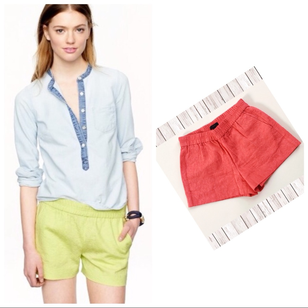 J. Crew size 2 coral pull-on Matelasse shorts